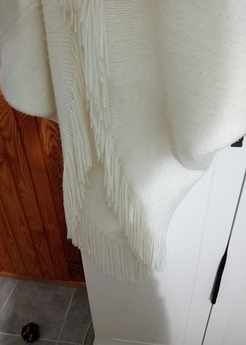 Beyaz Tüylü Midi Bohem Kadın Hırka - Görsel 3