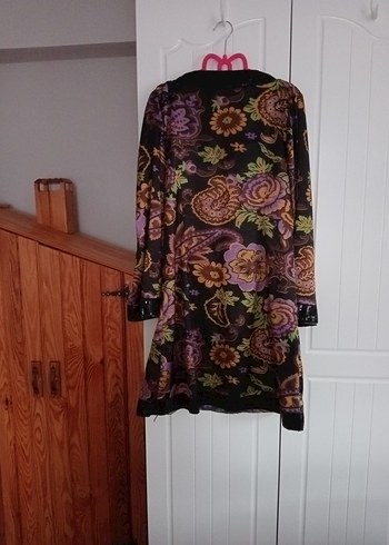 Bohem Uzun Kollu Desenli Mor Tunik - Görsel 2