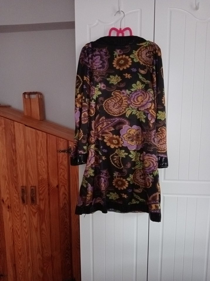 Bohem Uzun Kollu Desenli Mor Tunik - Görsel 2