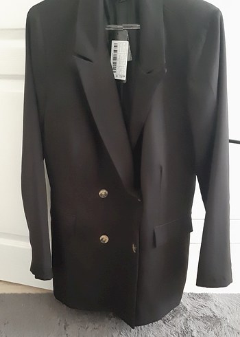 Trendyol & Milla Düğmeli Siyah Kadın Uzun Blazer Ceket