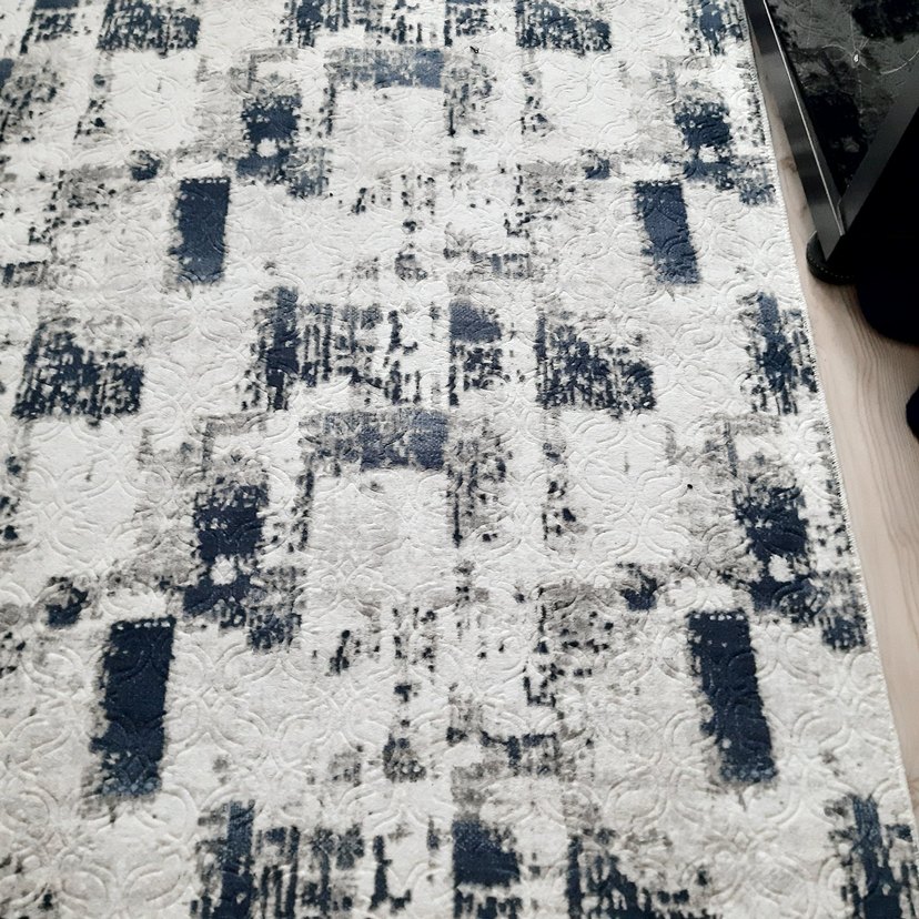 Gri Soyut Desenli Modern Halı - Görsel 2