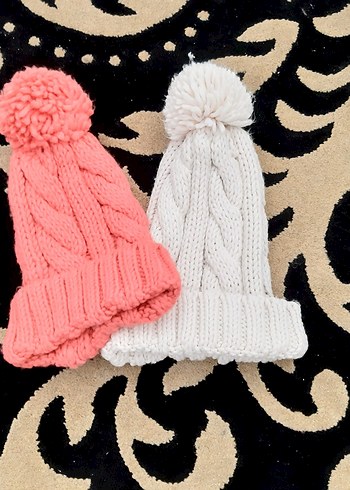 Örgü Kadın Bere Beyaz Ponponlu - Görsel 2