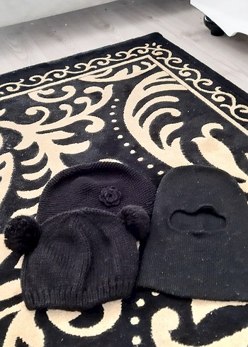 Siyah Örgü Kadın Bere Seti - Görsel 3