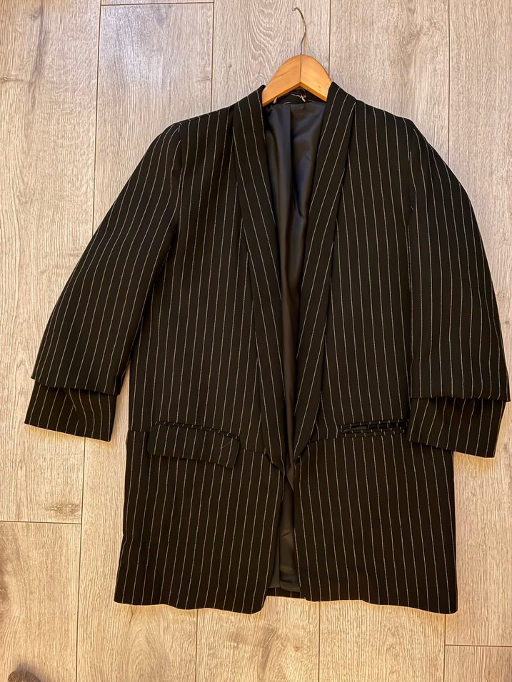 Bershka Kadın Siyah Çizgili Uzun Blazer Ceket #bershka #ceket - Görsel 2