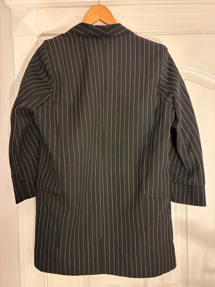 Bershka Kadın Siyah Çizgili Uzun Blazer Ceket #bershka #ceket - Görsel 3