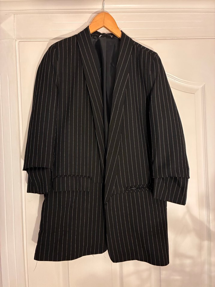 Bershka Kadın Siyah Çizgili Uzun Blazer Ceket #bershka #ceket - Görsel 4