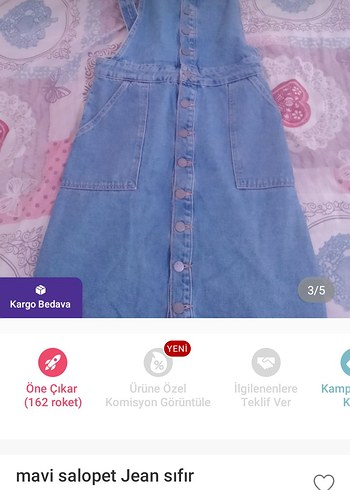 xs Beden Mavi Kız Denim Salopet Düğmeli çok az kullanıldı mavi jeans