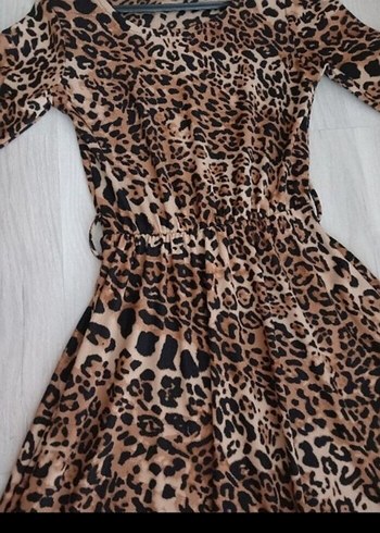 Leopar Desenli Uzun Kollu Elbise - Görsel 9