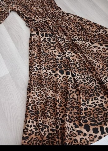 Leopar Desenli Uzun Kollu Elbise - Görsel 8