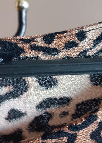 38 Beden Leopar Desenli Uzun Kollu Elbise