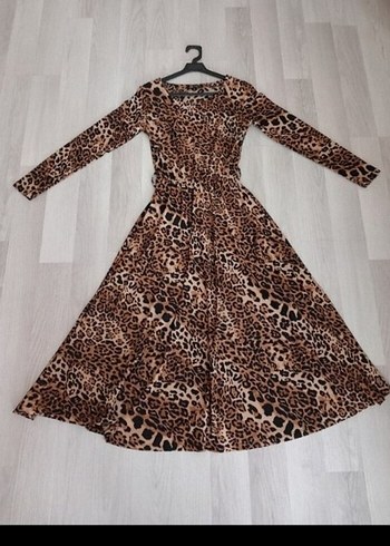 Leopar Desenli Uzun Kollu Elbise - Görsel 6