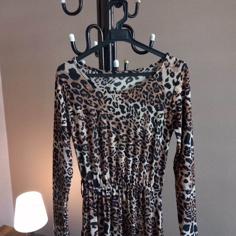 Leopar Desenli Uzun Kollu Elbise - Görsel 2