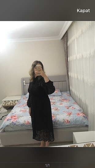 m Beden siyah Renk Midi boy dantelli romantik elbise