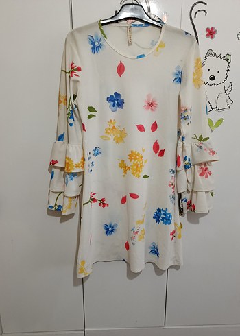 Wella Cicek Desenli Ekru Tunik