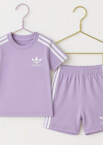 adidas Mor Kız Bebek Şortlu Takım
