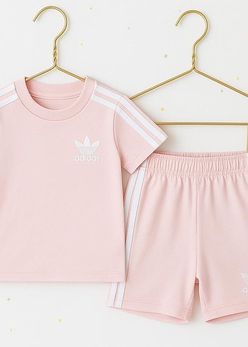 Pembe Adidas Bebek Kız Kısa Kollu Takım