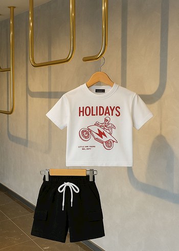 Çocuk Baskılı Tişört ve Şort Takım - Görsel 7