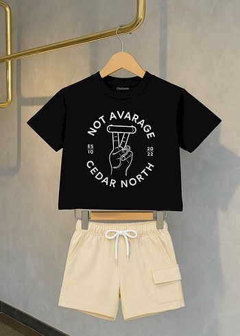 Çocuk Baskılı Tişört ve Şort Takım - Görsel 11