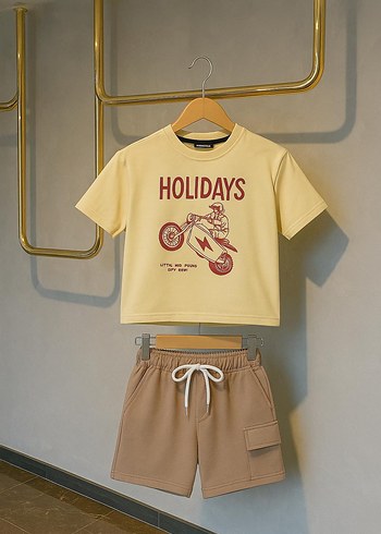 Çocuk Baskılı Tişört ve Şort Takım - Görsel 12