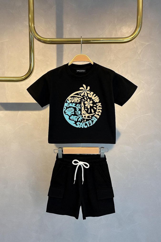 Çocuk Baskılı Tişört ve Şort Takım - Görsel 4