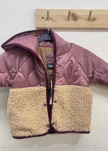 Minnie Baskılı Kapüşonlu Kahverengi Kız Mont - Görsel 2