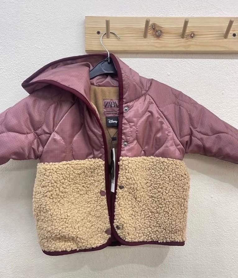 Minnie Baskılı Kapüşonlu Kahverengi Kız Mont - Görsel 2