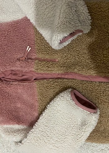 Peluş Renk Bloklu Kız Ceketi - Görsel 2