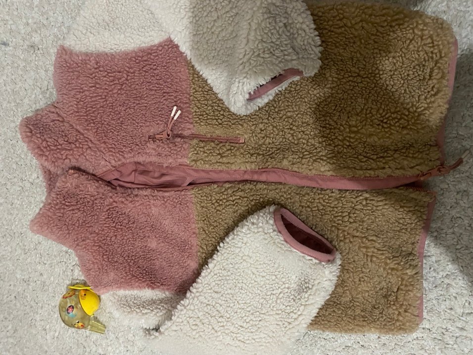 Peluş Renk Bloklu Kız Ceketi - Görsel 2