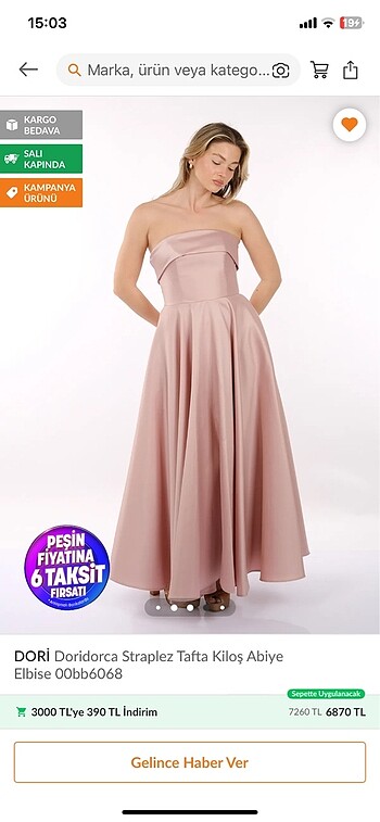 Pembe Saten Elbise