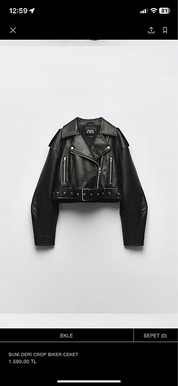 Zara crop biker deri ceket