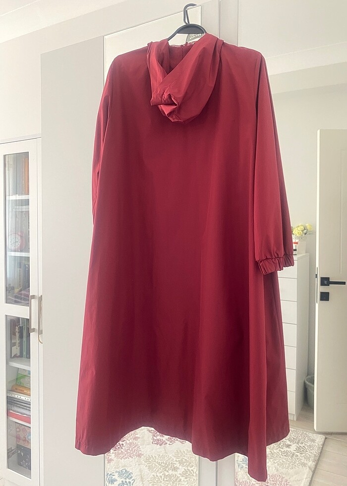 Bordo tesettür uzun yağmurluk - Görsel 3