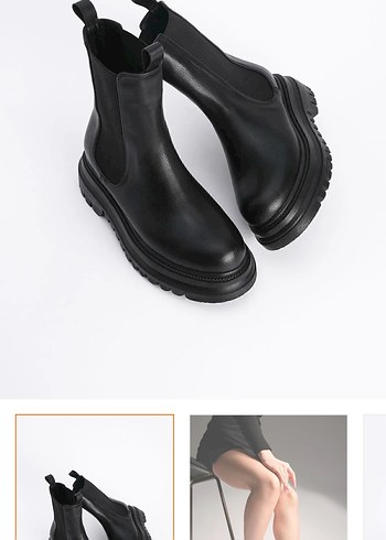 Siyah Platform Topuklu Kadın Bot - Görsel 3