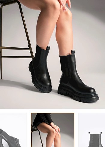 Siyah Platform Topuklu Kadın Bot - Görsel 2