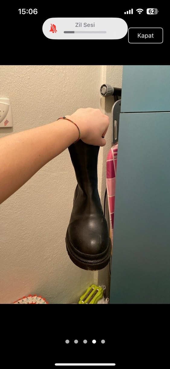 Siyah Deri Platform Topuklu Goth Bot - Görsel 3