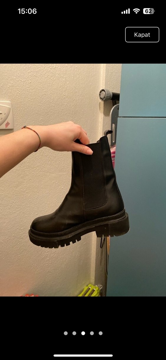 Siyah Deri Platform Topuklu Goth Bot - Görsel 2