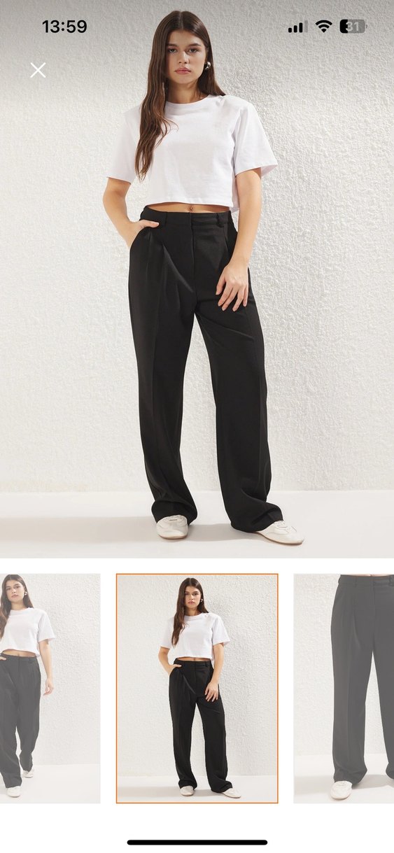 Düz Kesim Siyah Kadın Kumaş Pantolon - Görsel 3