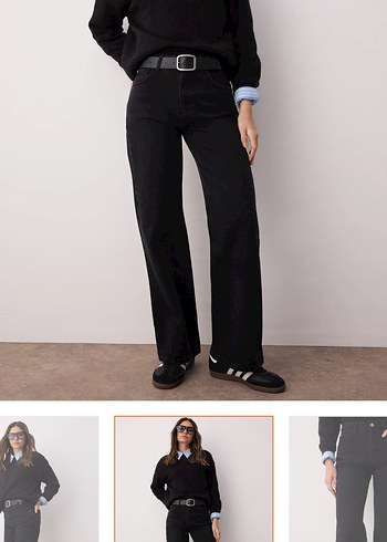 Siyah Kadın Regular Fit Midi Kot Pantolon - Görsel 2