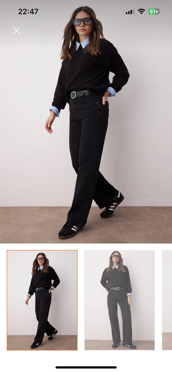 Siyah Kadın Regular Fit Midi Kot Pantolon - Görsel 3