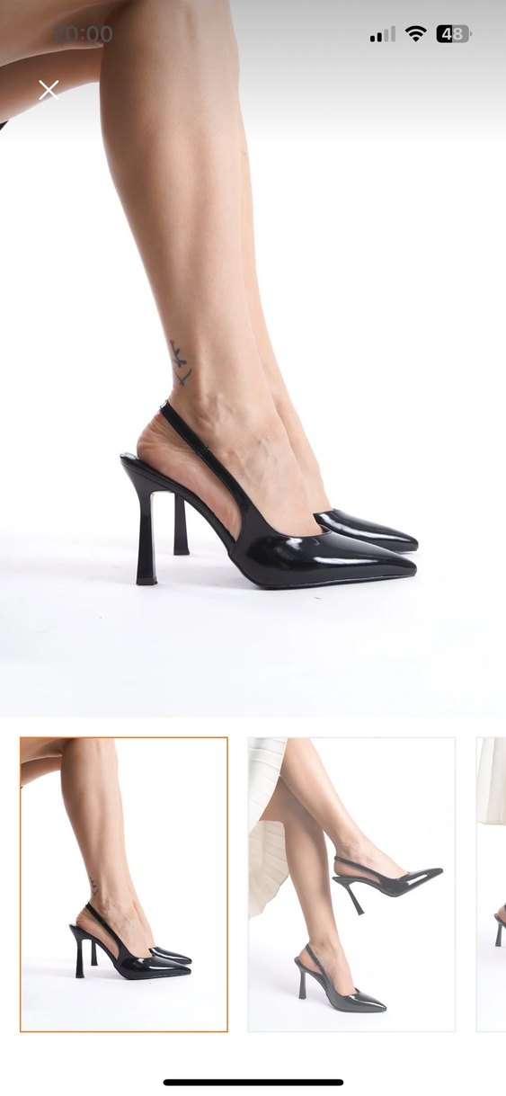 Siyah Parlak Yılan Desenli Stiletto Topuklu Kadın Ayakkabı - Görsel 3