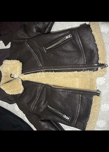 Kürklü Kahverengi Deri Kadın Ceket - Görsel 3