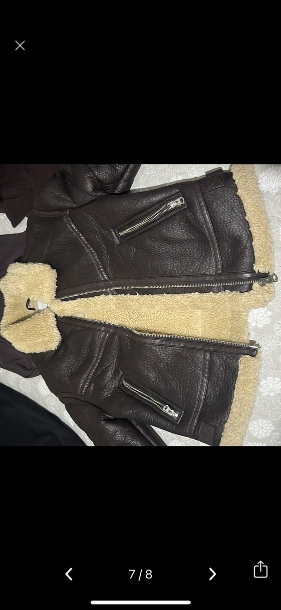 Kürklü Kahverengi Deri Kadın Ceket - Görsel 3