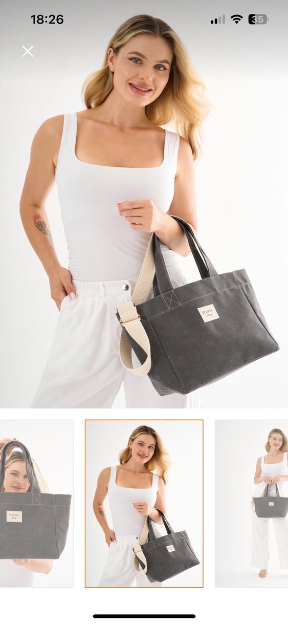 Gri Minimalist Kadın Omuz Çantası - Görsel 3