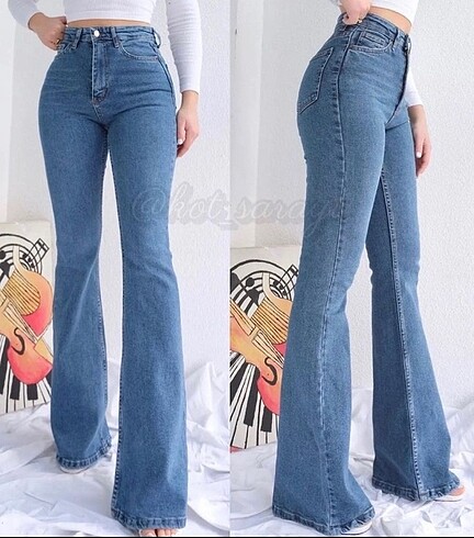 Likralı ispanyol paça jean