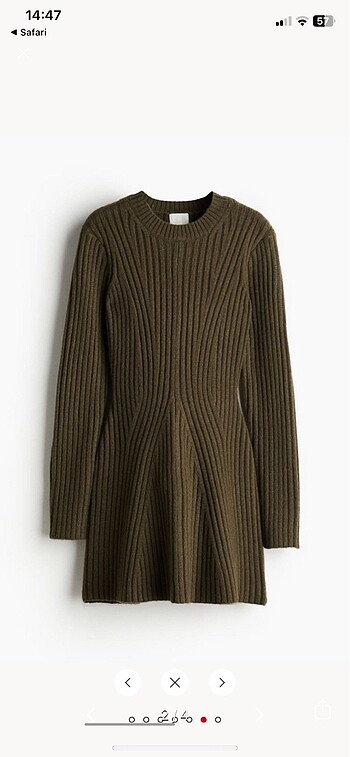 H&M HM örgü kazak haki elbise