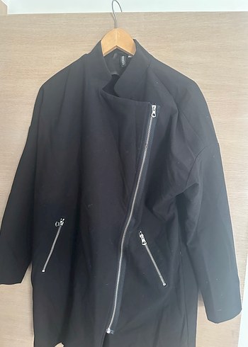 H&M Siyah Fermuarlı Midi Kadın Kaban - Görsel 3