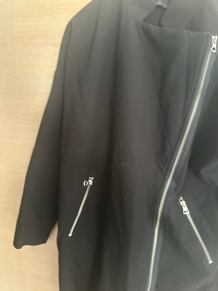 H&M Siyah Fermuarlı Midi Kadın Kaban - Görsel 4