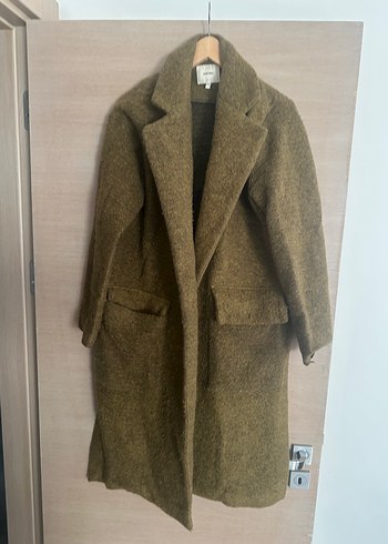 Koton Düğmeli Kahverengi Yün Midi Hamile Kabanı - Görsel 3