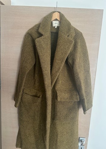 Koton Düğmeli Kahverengi Yün Midi Hamile Kabanı - Görsel 2