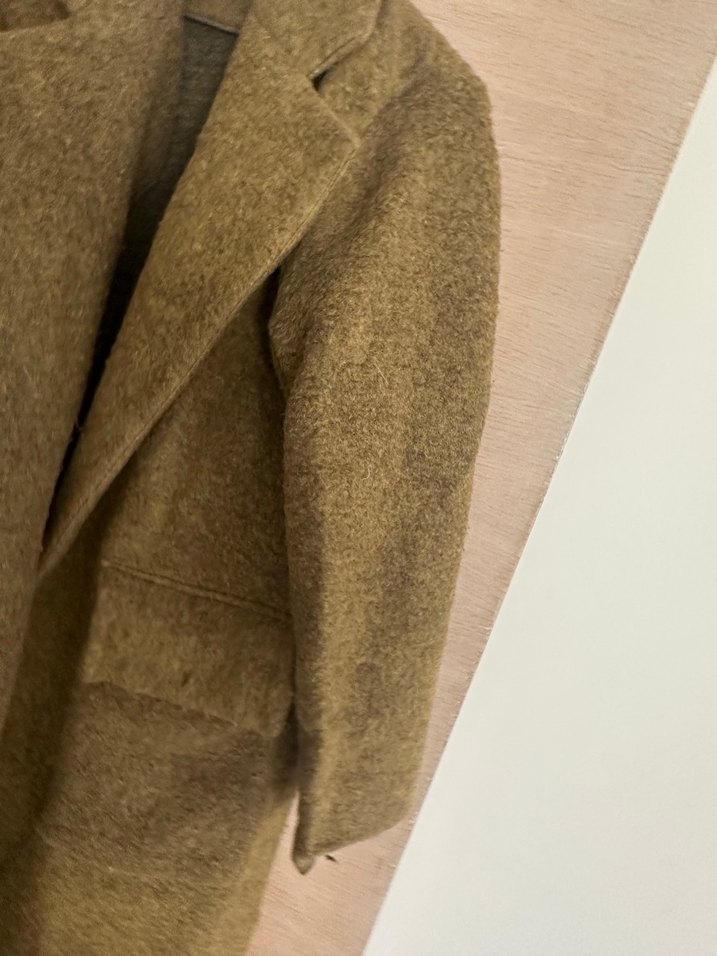 Koton Düğmeli Kahverengi Yün Midi Hamile Kabanı - Görsel 4