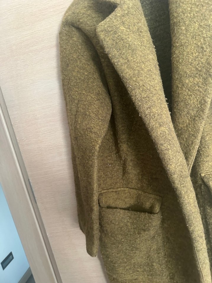 Koton Düğmeli Kahverengi Yün Midi Hamile Kabanı - Görsel 5